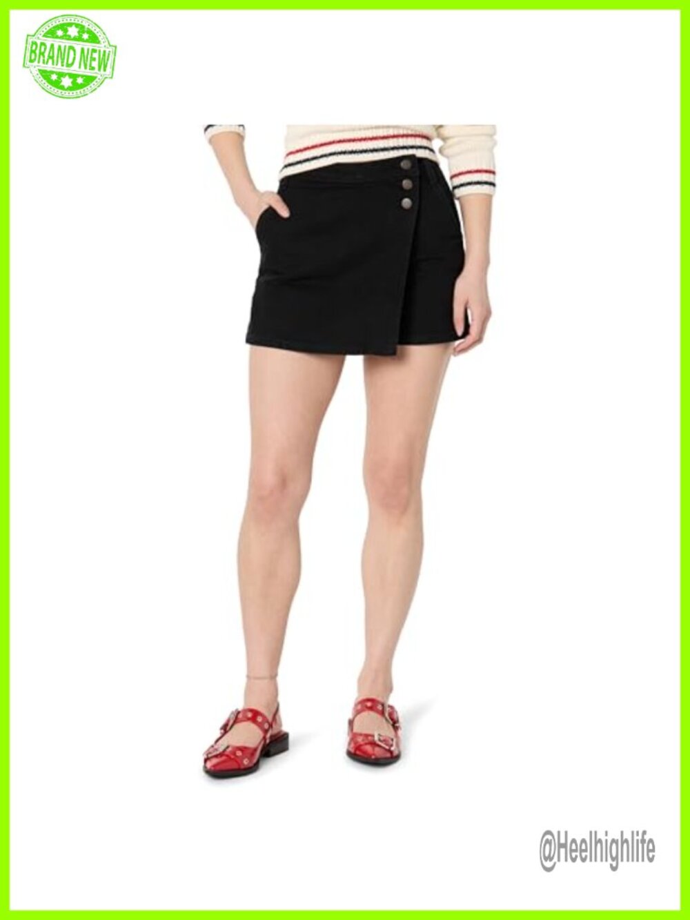 Womens Gabby Denim Wrap Skort Regular Fit Mid Rise Casual Skort